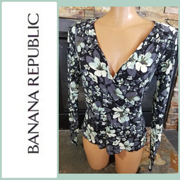 Banana Republic Tops - BANANA REPUBLIC Faux Wrap Long Sleeve Blouse